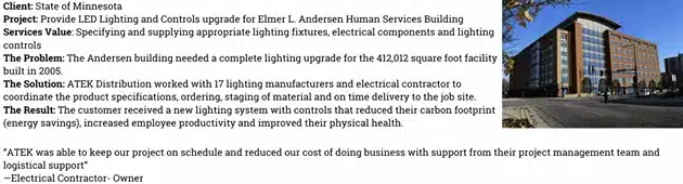 Client Work for electrical equpment supplier at minnesota