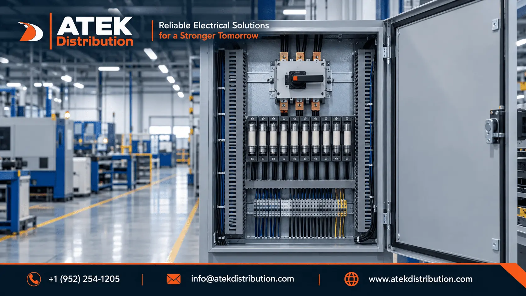 Fused disconnect switch and fuse blocks inside an industrial control panel