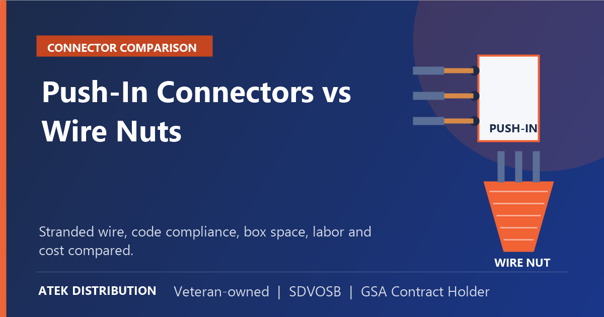 Our News 8 Illustration comparing a push-in wire connector with a twist-on wire nut